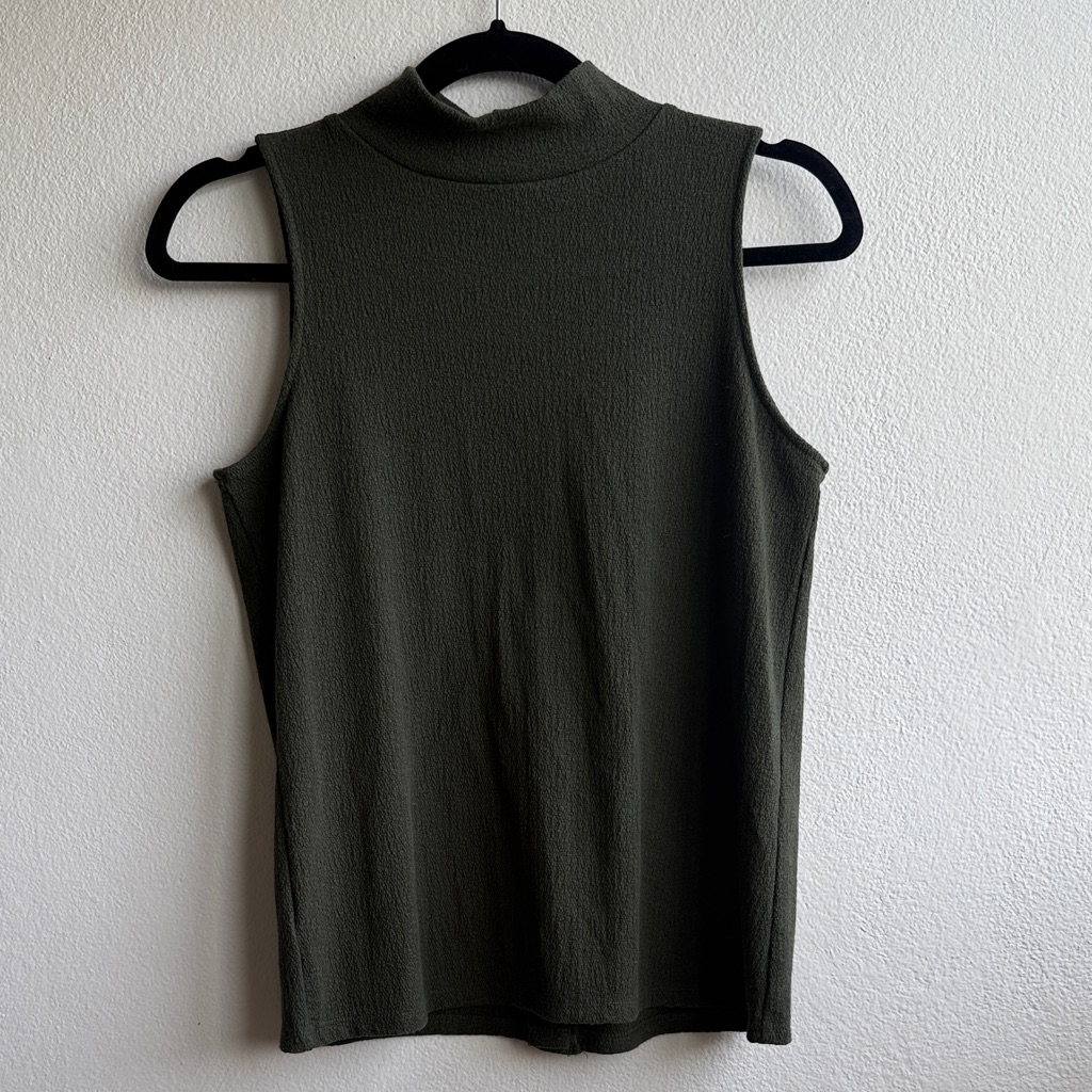Loft Olive Mock Neck Sleeveless Tank